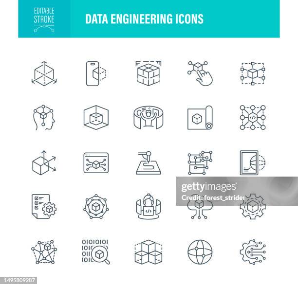 data engineering icons editable stroke - data science icon stock illustrations