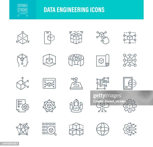 data engineering icons editable stroke - data science stock illustrations