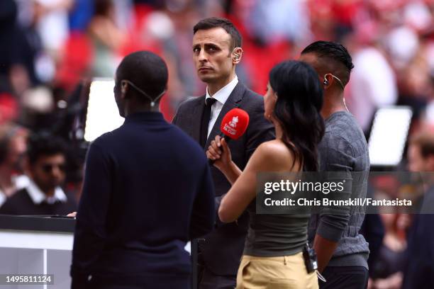 Dimitar Berbatov looks on during the Emirates FA Cup Final between Manchester City and Manchester United at Wembley Stadium on June 03, 2023 in...