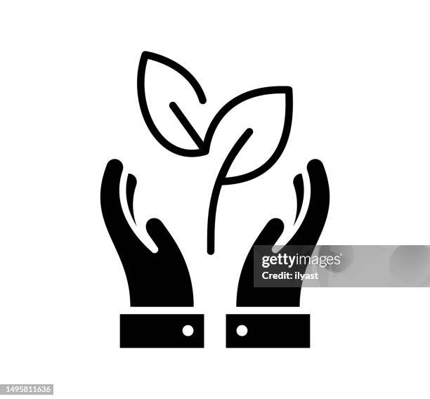 growth black filled vector icon - hands full stock illustrations