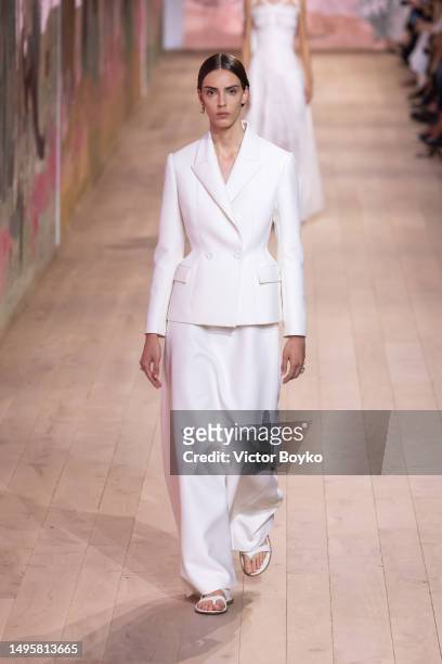 Model walks the runway during the Christian Dior Haute Couture Fall/Winter 2023/2024 show as part of Paris Fashion Week on July 3, 2023 in Paris,...