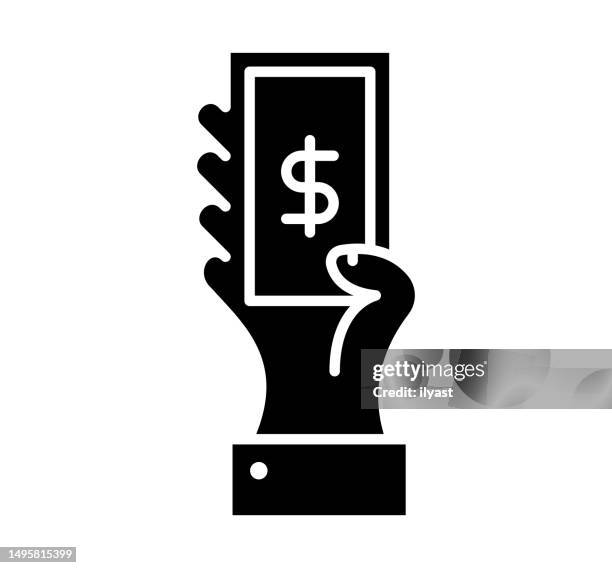 Empowering Finances Black Filled Vector Icon, 照片檔