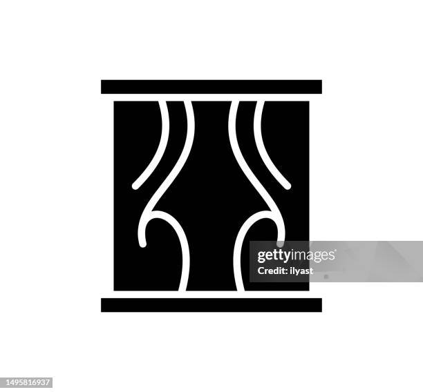 stockillustraties, clipart, cartoons en iconen met curtain black filled vector icon - theaterindustrie