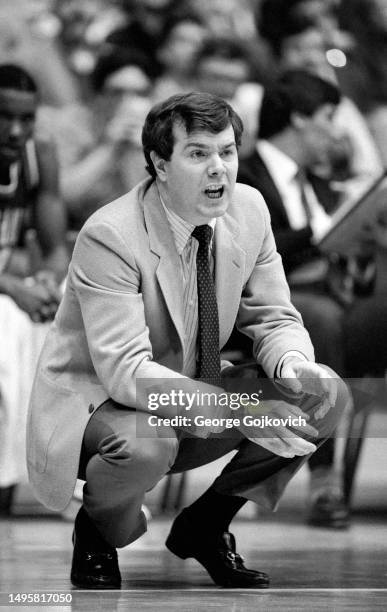 Head coach P.J. Carlesimo of the Seton Hall University Pirates looks on from the sideline during a Big East college basketball game against the...