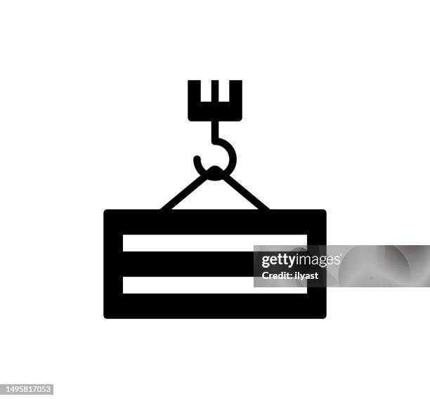 construction crane black filled vector icon - lifting heavy objects stock illustrations