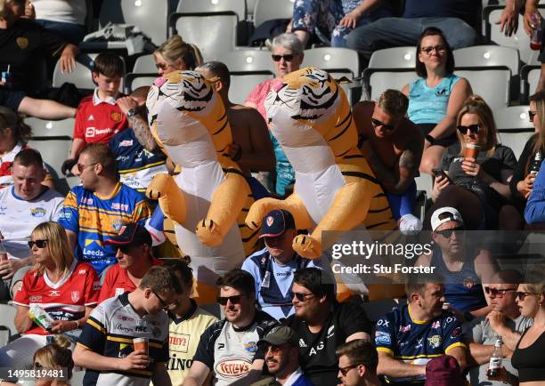 Tiger fans with inflatable Tigers during the Betfred Super League Magic Weekend match between Leeds Rhinos and Castleford Tigers at St James' Park on...