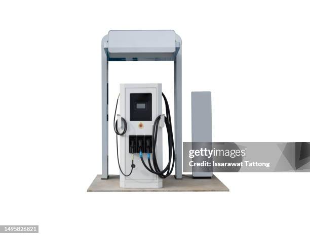 ev charger station isolated on white background - battery charger stock pictures, royalty-free photos & images