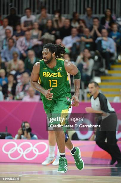 Of Great Britain against Brazil at the Olympic Park Basketball Arena during the London Olympic Games on July 31, 2012 in London, England. NOTE TO...