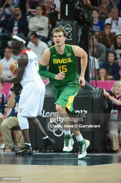 Of Great Britain against Brazil at the Olympic Park Basketball Arena during the London Olympic Games on July 31, 2012 in London, England. NOTE TO...