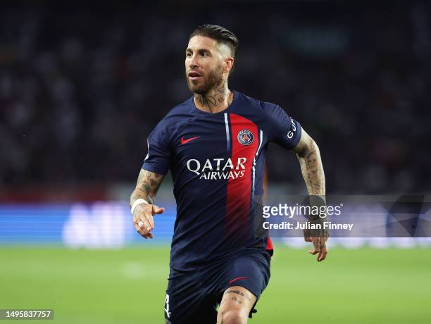 Sergio Ramos of PSG during the Ligue 1 match between Paris Saint-Germain and Clermont Foot at Parc des Princes on June 03, 2023 in Paris, France.