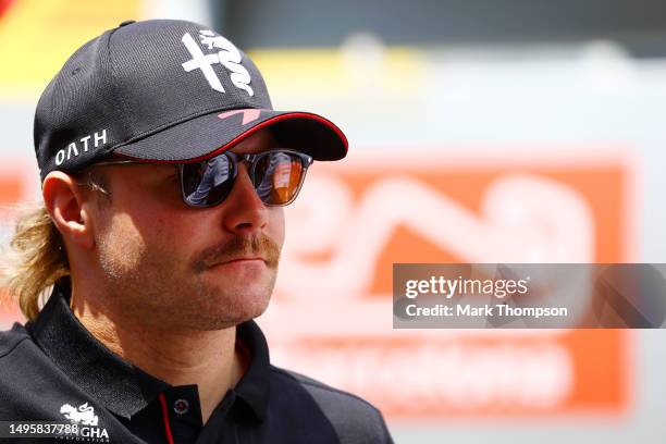 Valtteri Bottas of Finland and Alfa Romeo F1 looks on prior to the F1 Grand Prix of Spain at Circuit de Barcelona-Catalunya on June 04, 2023 in...