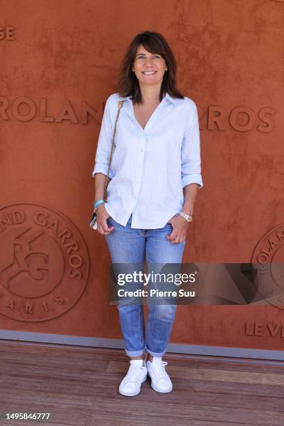 Estelle Denis attends the 2023 French Open at Roland Garros on June 04, 2023 in Paris, France.