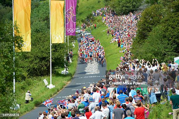 Summer Olympics: Overall view of action during Men's Road Race on Box Hill in Surrey. North Downs, United Kingdom 7/28/2012 CREDIT: Mike Powell