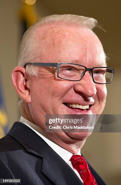 House Armed Services Chairman Buck McKeon, R-Calif., speaks a military veteran crowd at John Lyon VFW Post 3150 in Arlington, Va., during a campaign...