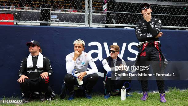 Valtteri Bottas of Finland and Alfa Romeo F1, Alexander Albon of Thailand and Williams, Logan Sargeant of United States and Williams and Zhou Guanyu...