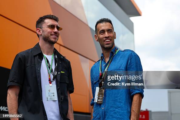 Sergio Busquets and Aymeric Laporte during the F1 Grand Prix of Spain ...
