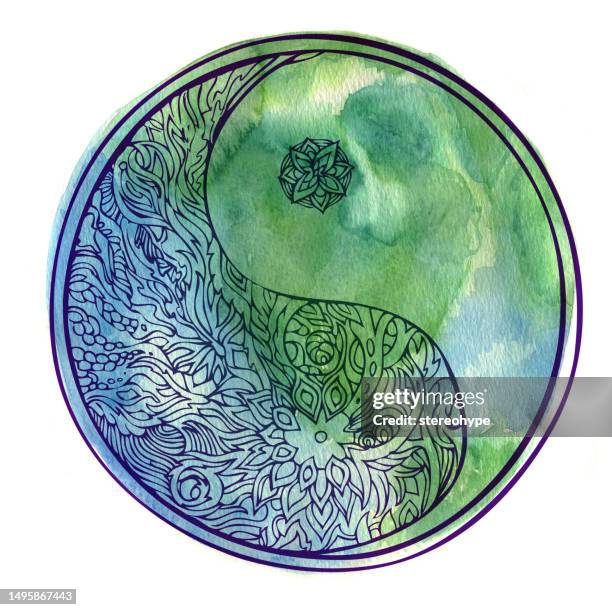 balanced planet - yin yang symbol stock illustrations