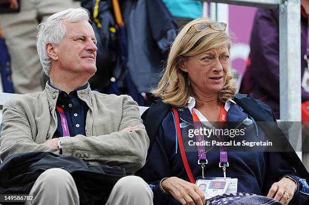 French politician Michel Barnier and his wife Isabelle Barnier at the Show Jumping Eventing Equestrian on Day 4 of the London 2012 Olympic Games at...