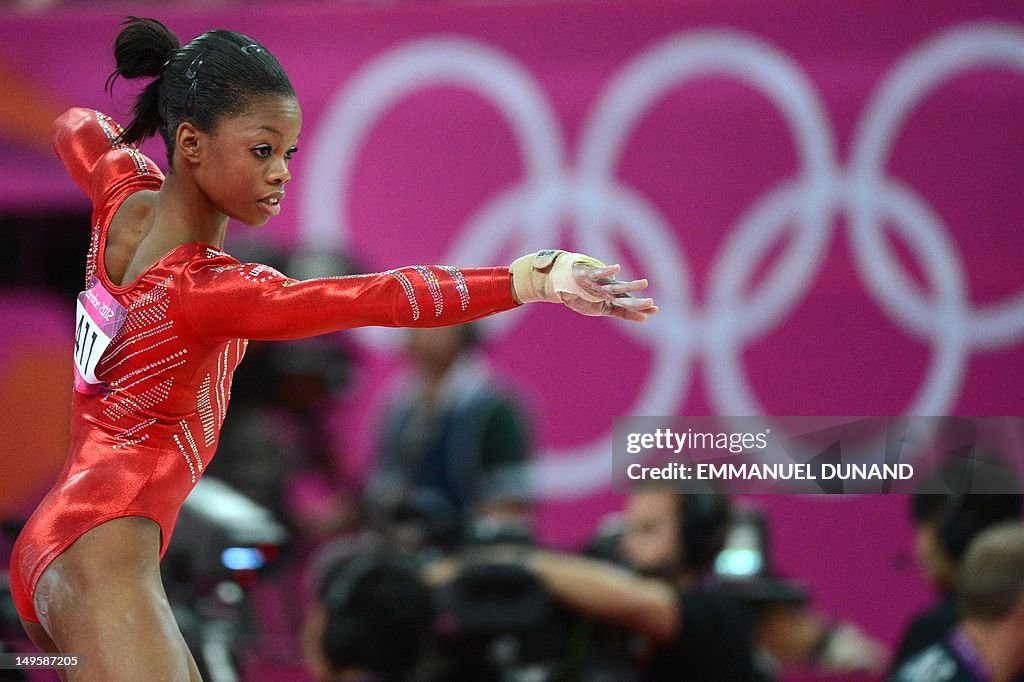 US gymnast Gabrielle Douglas performs on