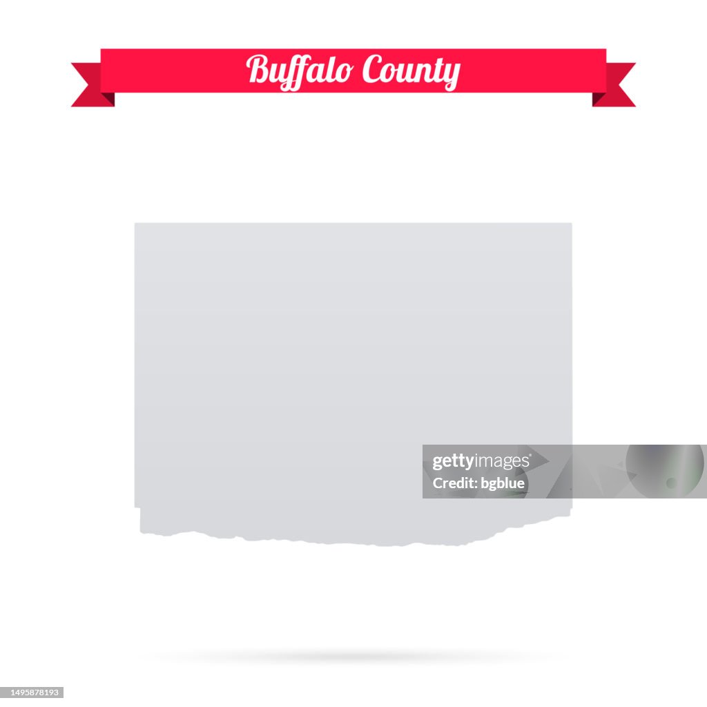 Buffalo County, Nebraska. Map on white background with red banner