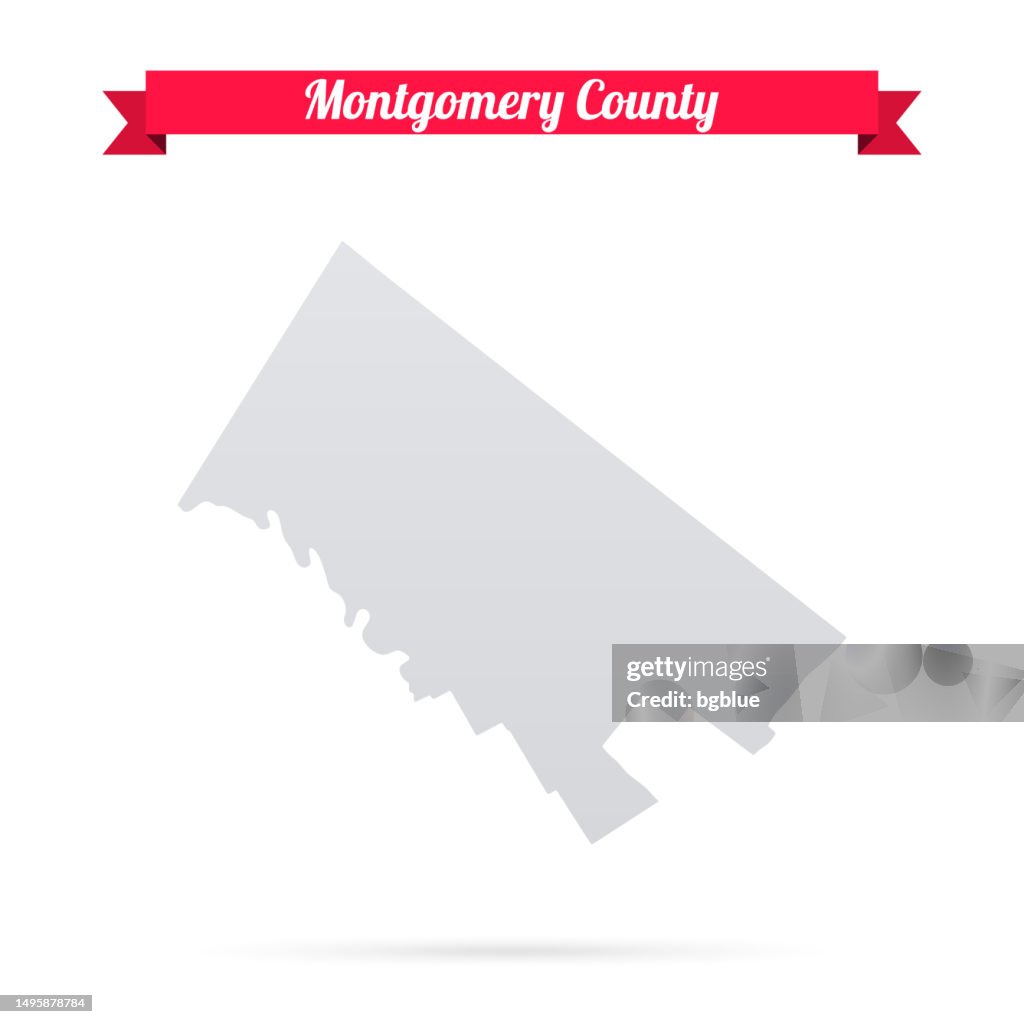 Montgomery County, Pennsylvania. Map on white background with red banner