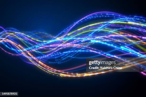 network and data speed - light trail imagens e fotografias de stock