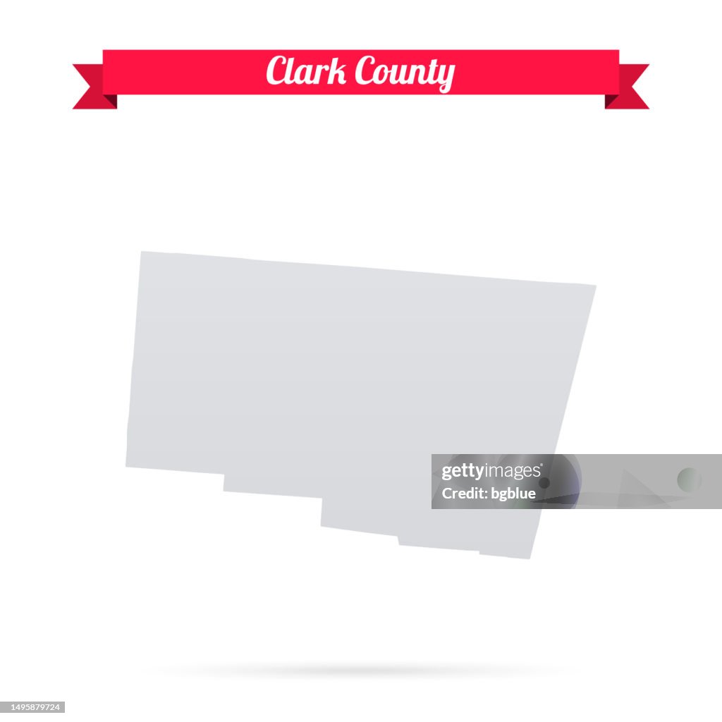 Clark County, Ohio. Map on white background with red banner