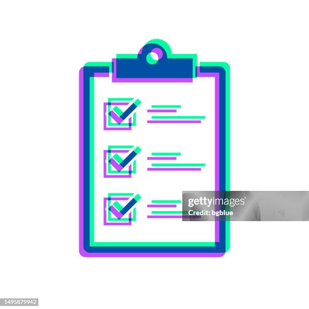 clipboard with checklist. icon with two color overlay on white background - green check mark transparent background stock illustrations