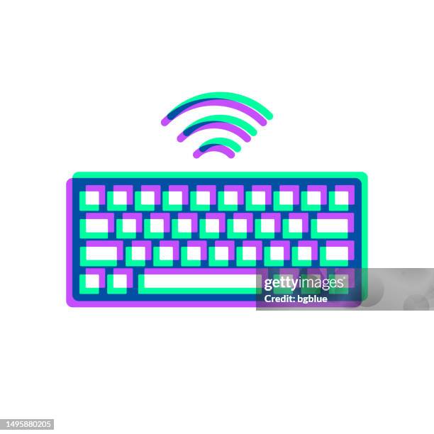 wireless keyboard. icon with two color overlay on white background - multimedia collage stock illustrations