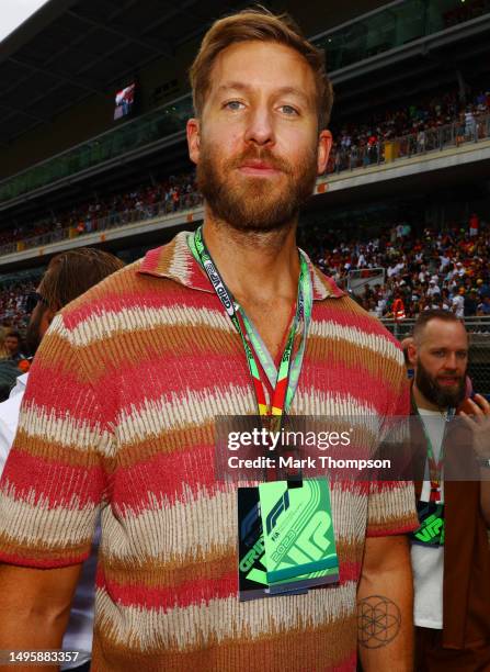 Calvin Harris poses for a photo on the grid prior to the F1 Grand Prix of Spain at Circuit de Barcelona-Catalunya on June 04, 2023 in Barcelona,...