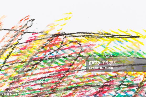 crayon drawing texture of different colors - abstract background - on paper - crayon hatching stock pictures, royalty-free photos & images