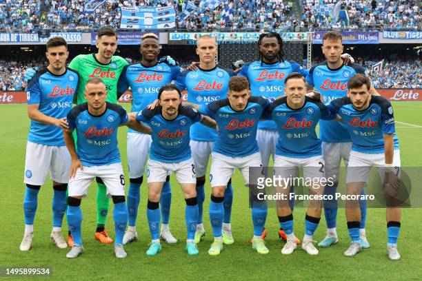 Napoli players pose for a team photo prior to the Serie A match between SSC Napoli and UC Sampdoria at Stadio Diego Armando Maradona on June 04, 2023...