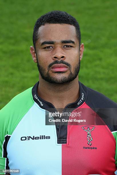 Darryl Marfo of Harlequins poses for a portrait at Surrey Sports Centre on July 31, 2012 in Guildford, England.