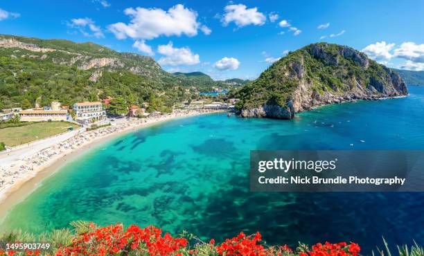 palaiokastritsa, corfu, greece. - mediterranean culture stock pictures, royalty-free photos & images