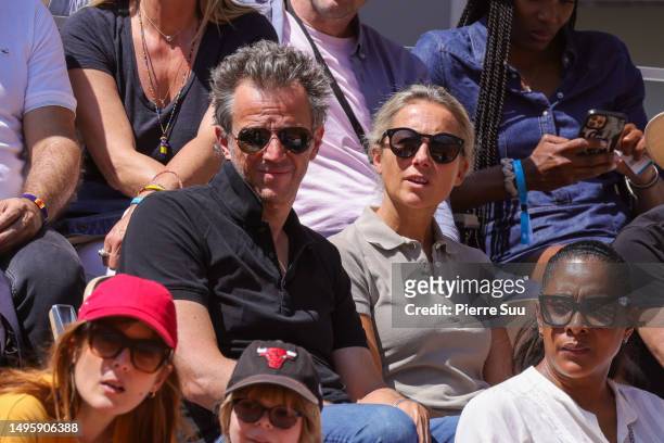 Anne-Sophie Lapix and Arthur Sadoun attend the 2023 French Open at Roland Garros on June 04, 2023 in Paris, France.