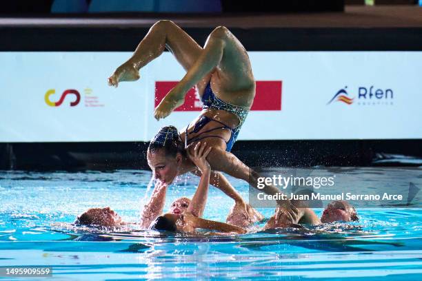 The Israel team competes in the Artistic Swimming Acrobatic Final during day theree of the World Aquatics Artistic Swimming World Cup Super Final...