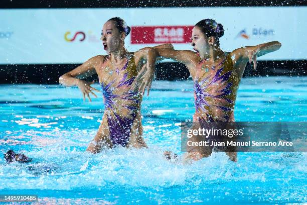 The China team competes in the Artistic Swimming Acrobatic Final during day theree of the World Aquatics Artistic Swimming World Cup Super Final Meet...