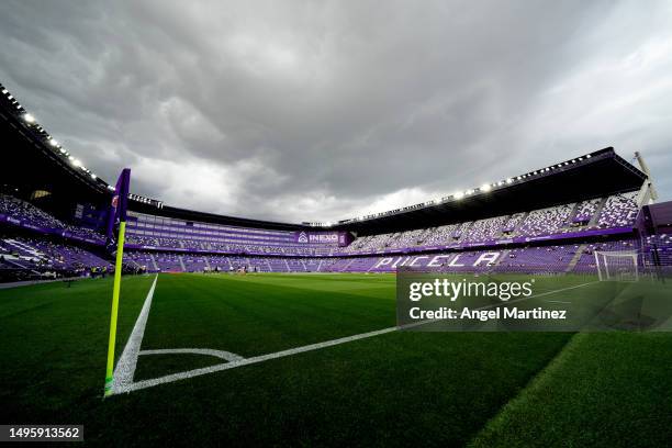General view inside the stadium prior to the LaLiga Santander match between Real Valladolid CF and Getafe CF at Estadio Municipal Jose Zorrilla on...