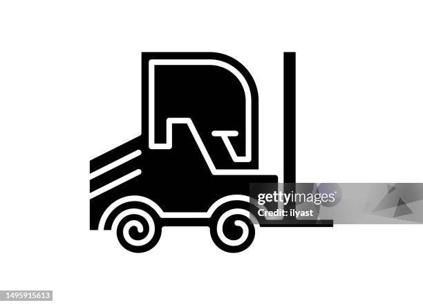 forklift black filled vector icon - full elevator stock illustrations