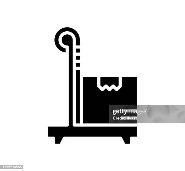cargo weight black filled vector icon - corrugated packaging stock illustrations