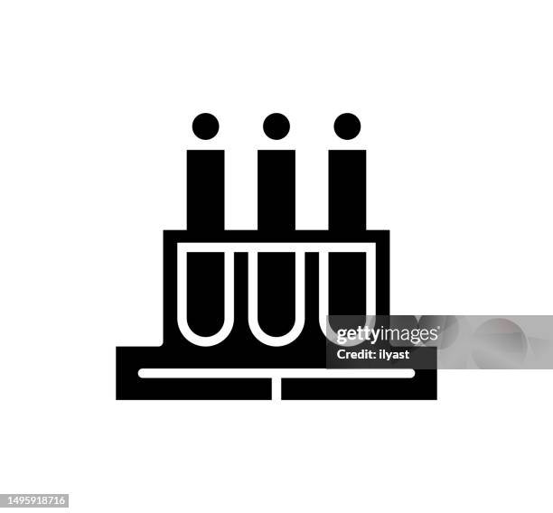 laboratory flasks black filled vector icon - beaker isolated stock illustrations