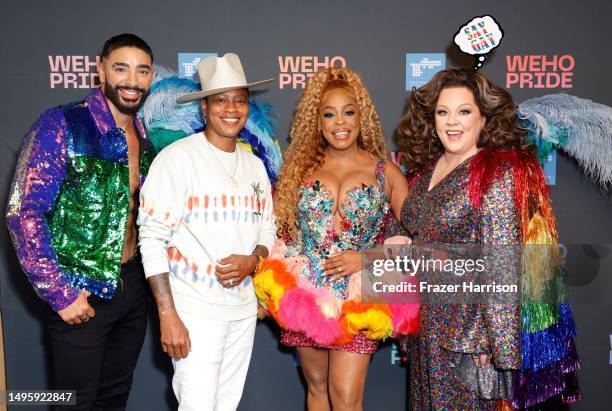 Laith Ashley, Jessica Betts, Niecy Nash-Betts and Melissa McCarthy attend the 2023 WeHo Pride Parade on June 04, 2023 in West Hollywood, California.