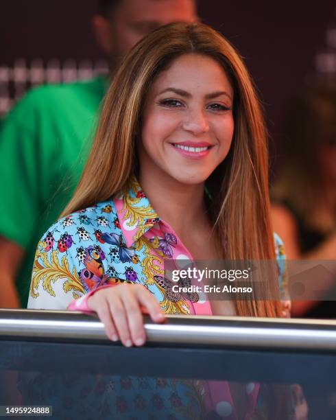 Colombian singer Shakira attends the F1 Grand Prix of Spain at Circuit de Barcelona-Catalunya on June 04, 2023 in Barcelona, Spain.