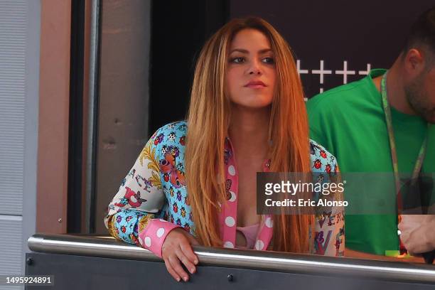 Colombian singer Shakira attends the F1 Grand Prix of Spain at Circuit de Barcelona-Catalunya on June 04, 2023 in Barcelona, Spain.