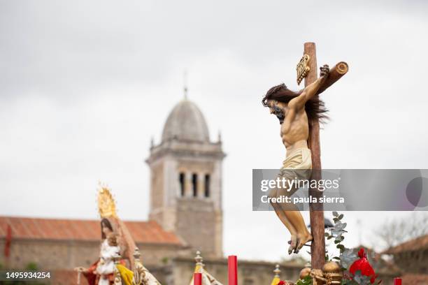 jesus christ and virgin of rosario in a  procession of cristo del socorro - jesus cristo stock-fotos und bilder