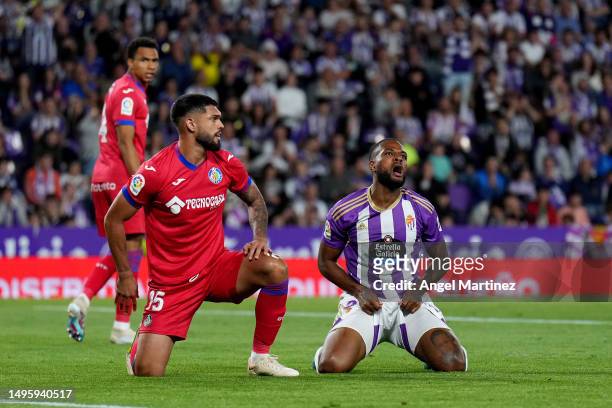 Cyle Larin of Real Valladolid CF reacts during the LaLiga Santander match between Real Valladolid CF and Getafe CF at Estadio Municipal Jose Zorrilla...