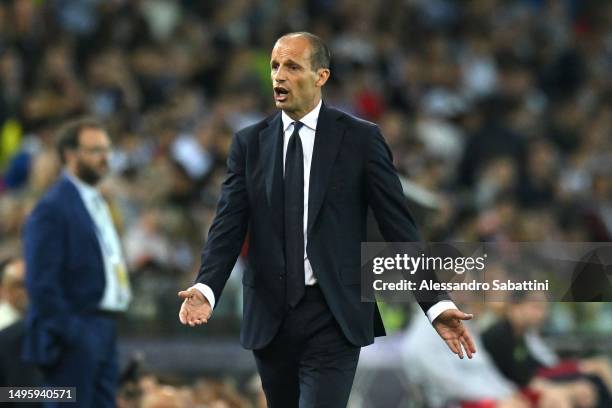 Massimiliano Allegri head coach of Juventus during the Serie A match between Udinese Calcio and Juventus at Dacia Arena on June 04, 2023 in Udine,...