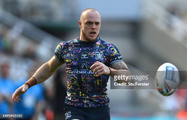 Hull FC player Adam Swift in action during the Betfred Super League Magic Weekend match between Hull FC and Warrington Wolves at St James' Park on...
