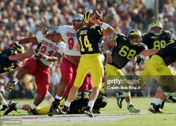 University of Michigan Quarterback Brian Griese during game action at Rose Bowl of Michigan Wolverines against Washington State Cougars, January 1,...