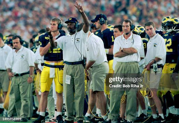 University of Michigan Football Head Coach Lloyd Carr during Rose Bowl game of Michigan Wolverines against Washington State Cougars, January 1, 1998...